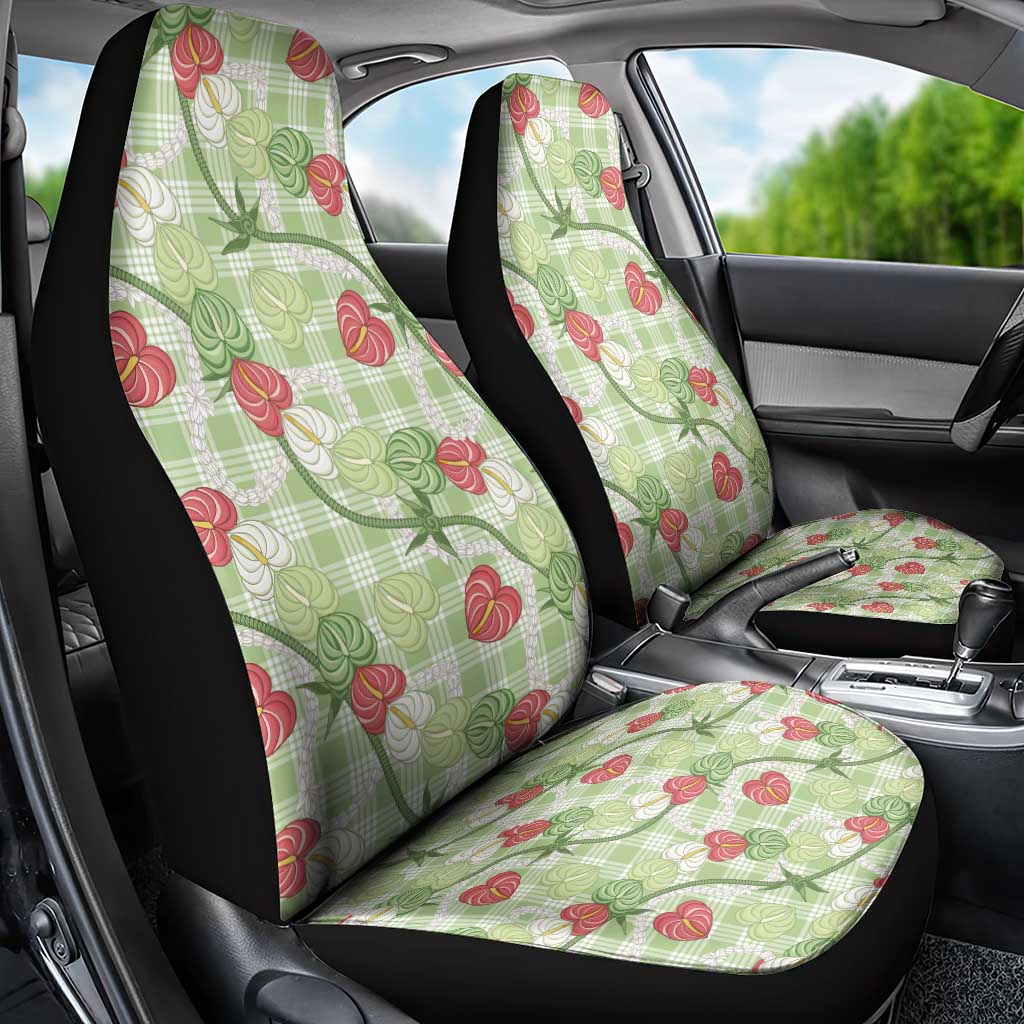 Anthurium Pikake Ti Leaf Palaka Car Seat Cover Green Version LT01 - Polynesian Pride
