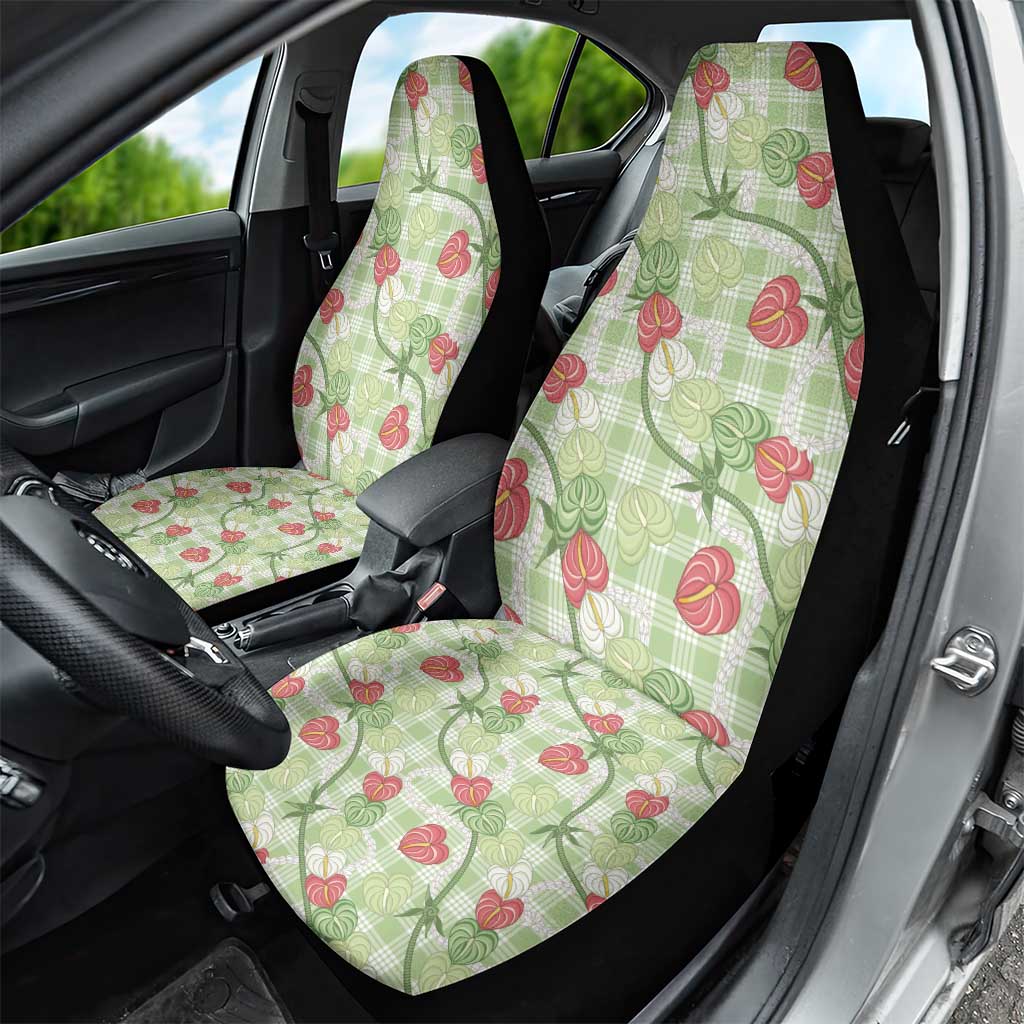 Anthurium Pikake Ti Leaf Palaka Car Seat Cover Green Version LT01 - Polynesian Pride