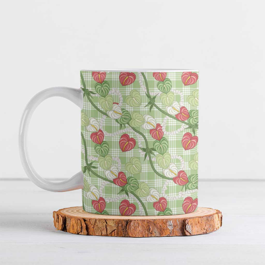 Anthurium Pikake Ti Leaf Palaka Ceramic Mug Green Version LT01 Green - Polynesian Pride