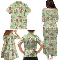 Anthurium Pikake Ti Leaf Palaka Family Matching Puletasi and Hawaiian Shirt Green Version LT01 - Polynesian Pride