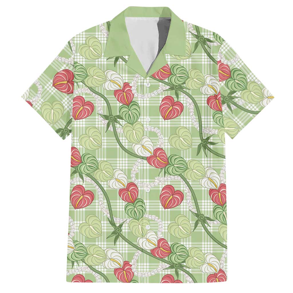 Anthurium Pikake Ti Leaf Palaka Hawaiian Shirt Green Version