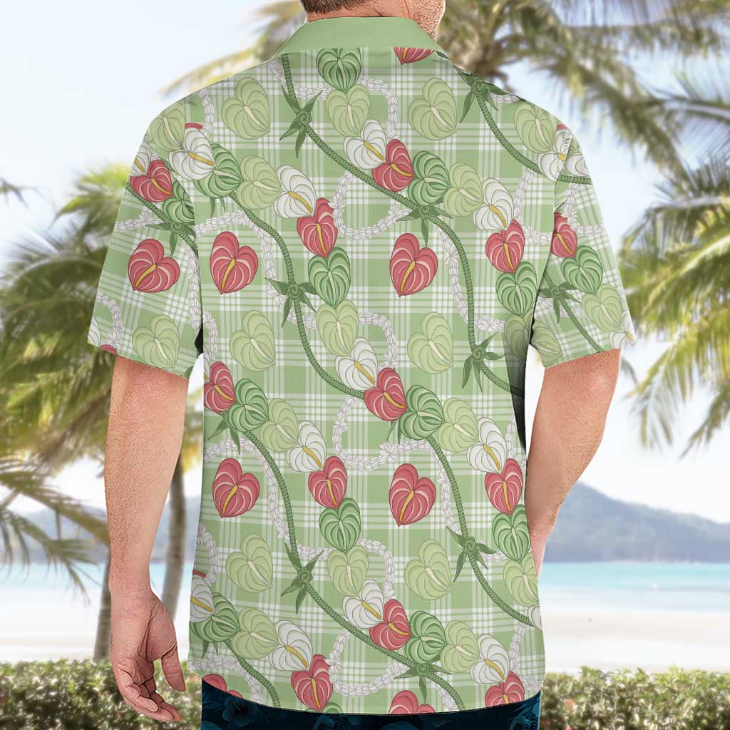 Anthurium Pikake Ti Leaf Palaka Hawaiian Shirt Green Version