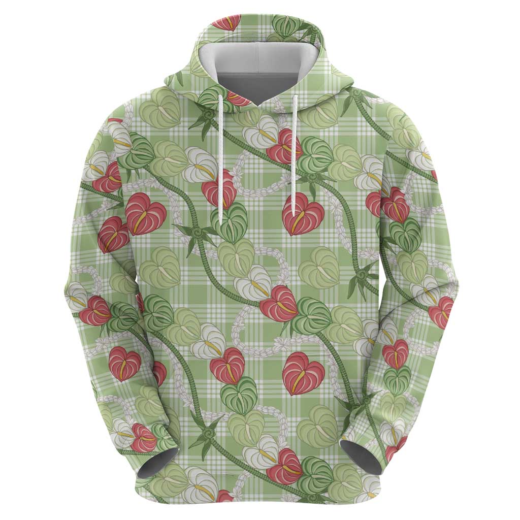 Anthurium Pikake Ti Leaf Palaka Hoodie Green Version LT01 - Polynesian Pride
