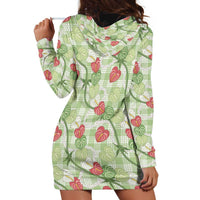 Anthurium Pikake Ti Leaf Palaka Hoodie Dress Green Version LT01 - Polynesian Pride