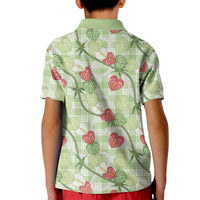 Anthurium Pikake Ti Leaf Palaka Kid Polo Shirt Green Version LT01 - Polynesian Pride