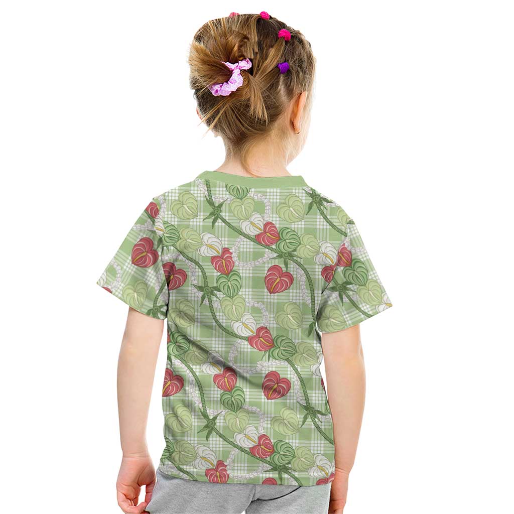 Anthurium Pikake Ti Leaf Palaka Kid T Shirt Green Version LT01 - Polynesian Pride