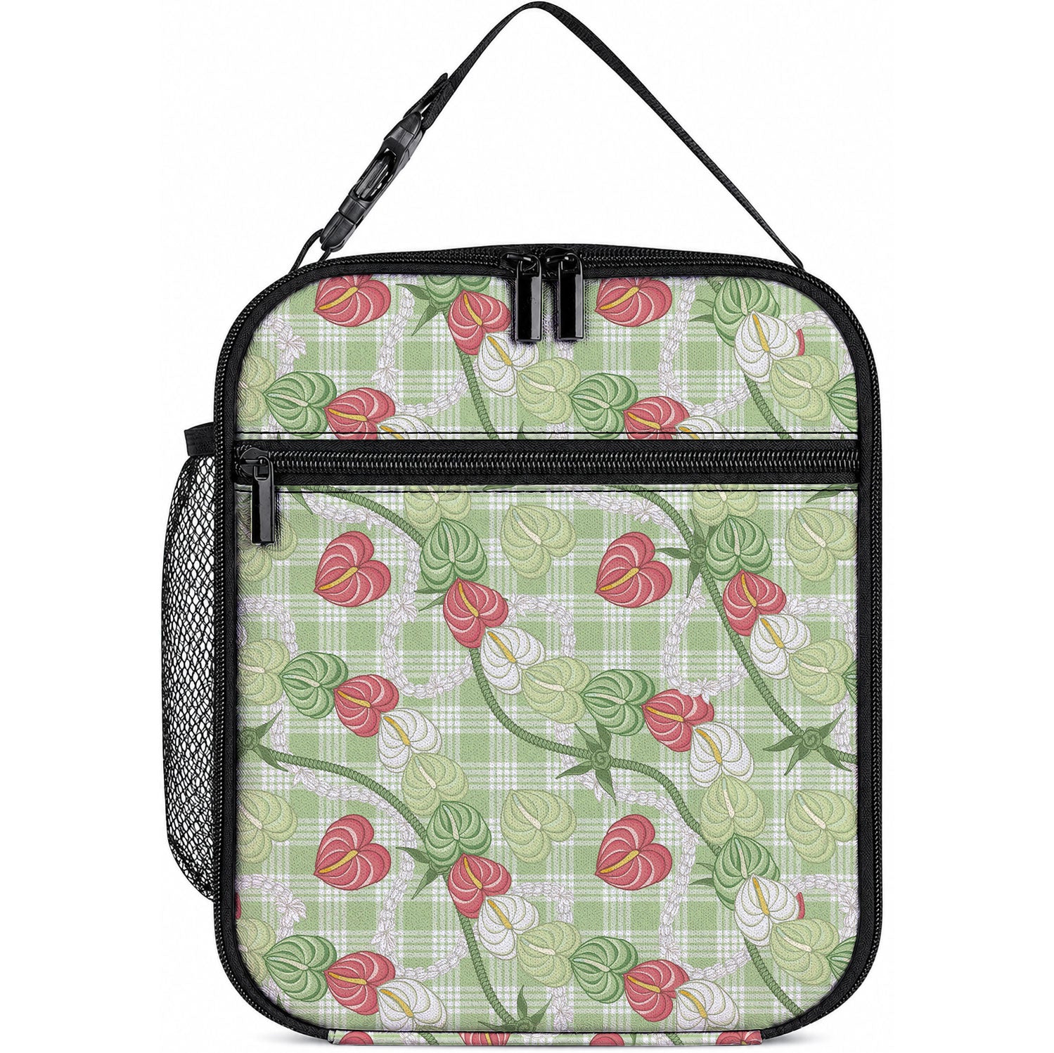 Anthurium Pikake Ti Leaf Palaka Lunch Bag Green Version LT01 10.2 × 8.3 × 4.3 inch Green - Polynesian Pride