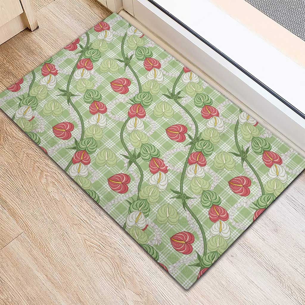 Anthurium Pikake Ti Leaf Palaka Rubber Doormat Green Version LT01 - Polynesian Pride