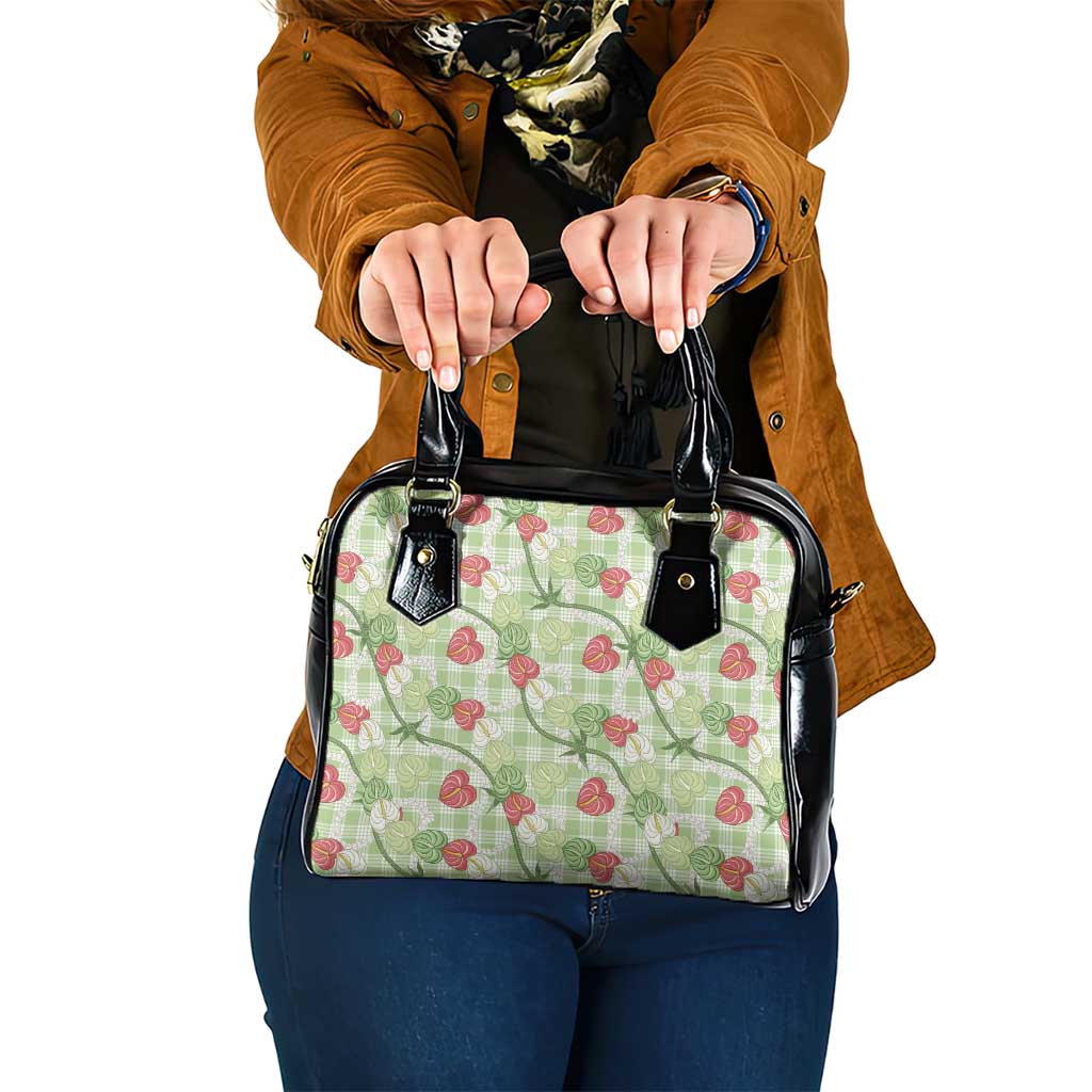 Anthurium Pikake Ti Leaf Palaka Shoulder Handbag Green Version LT01 One Size Green - Polynesian Pride