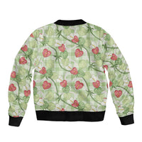 Anthurium Pikake Ti Leaf Palaka Sleeve Zip Bomber Jacket Green Version