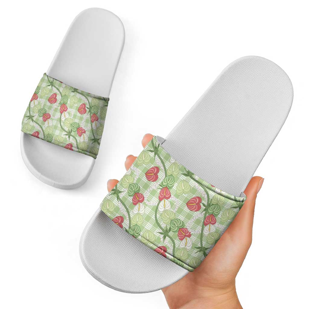 Anthurium Pikake Ti Leaf Palaka Slide Sandals Green Version