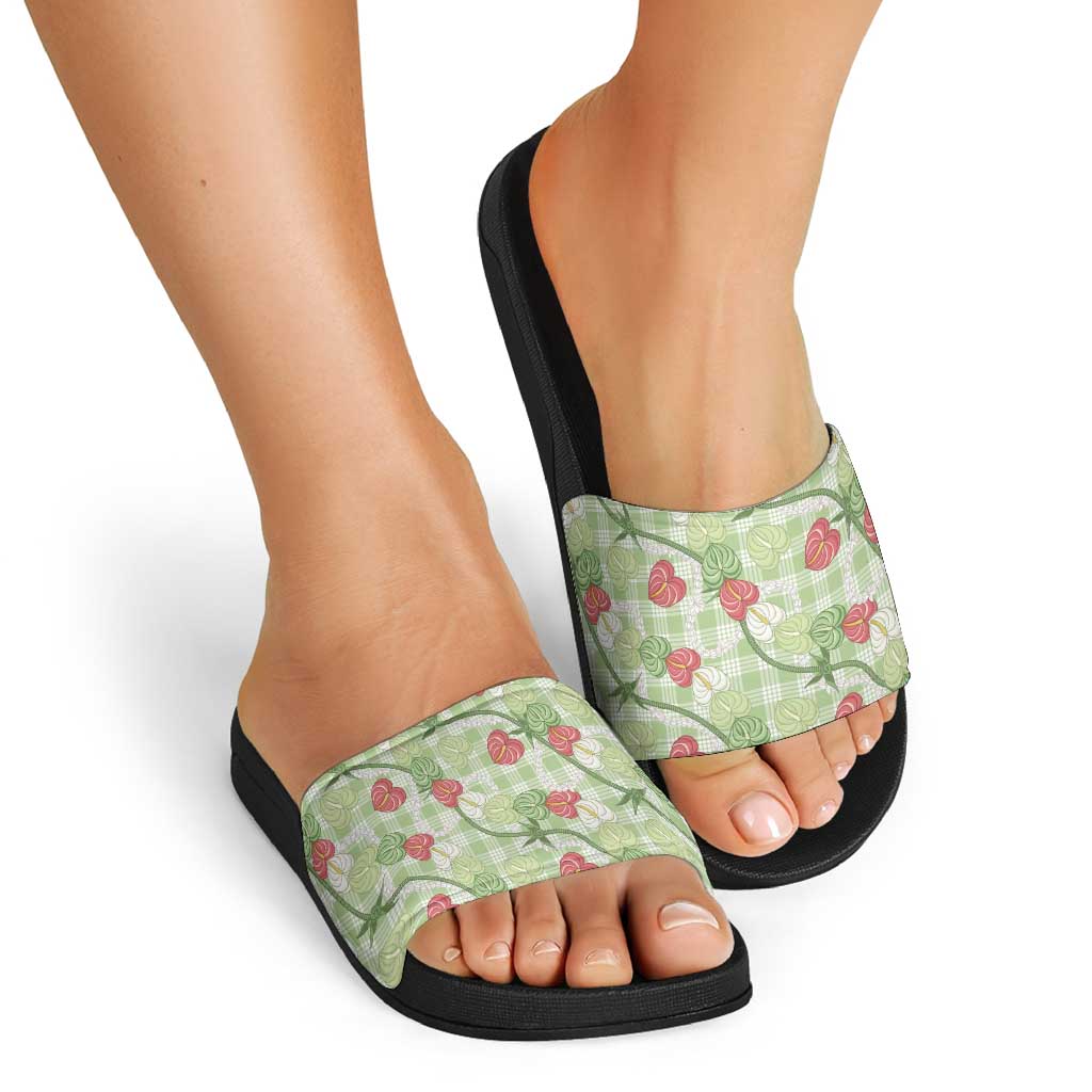 Anthurium Pikake Ti Leaf Palaka Slide Sandals Green Version