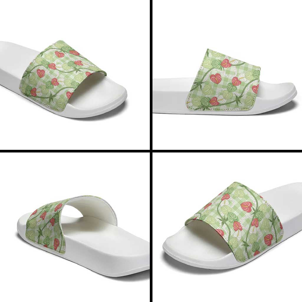 Anthurium Pikake Ti Leaf Palaka Slide Sandals Green Version
