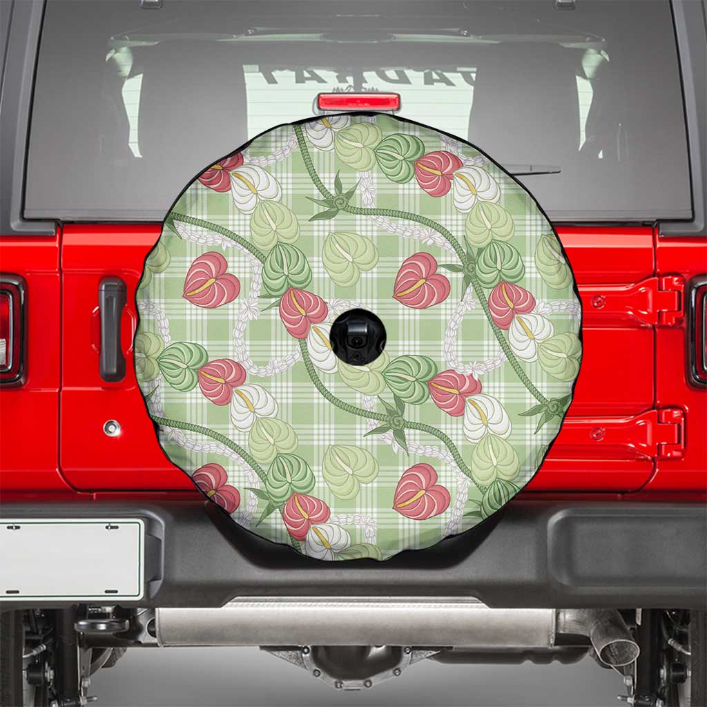 Anthurium Pikake Ti Leaf Palaka Spare Tire Cover Green Version LT01 - Polynesian Pride