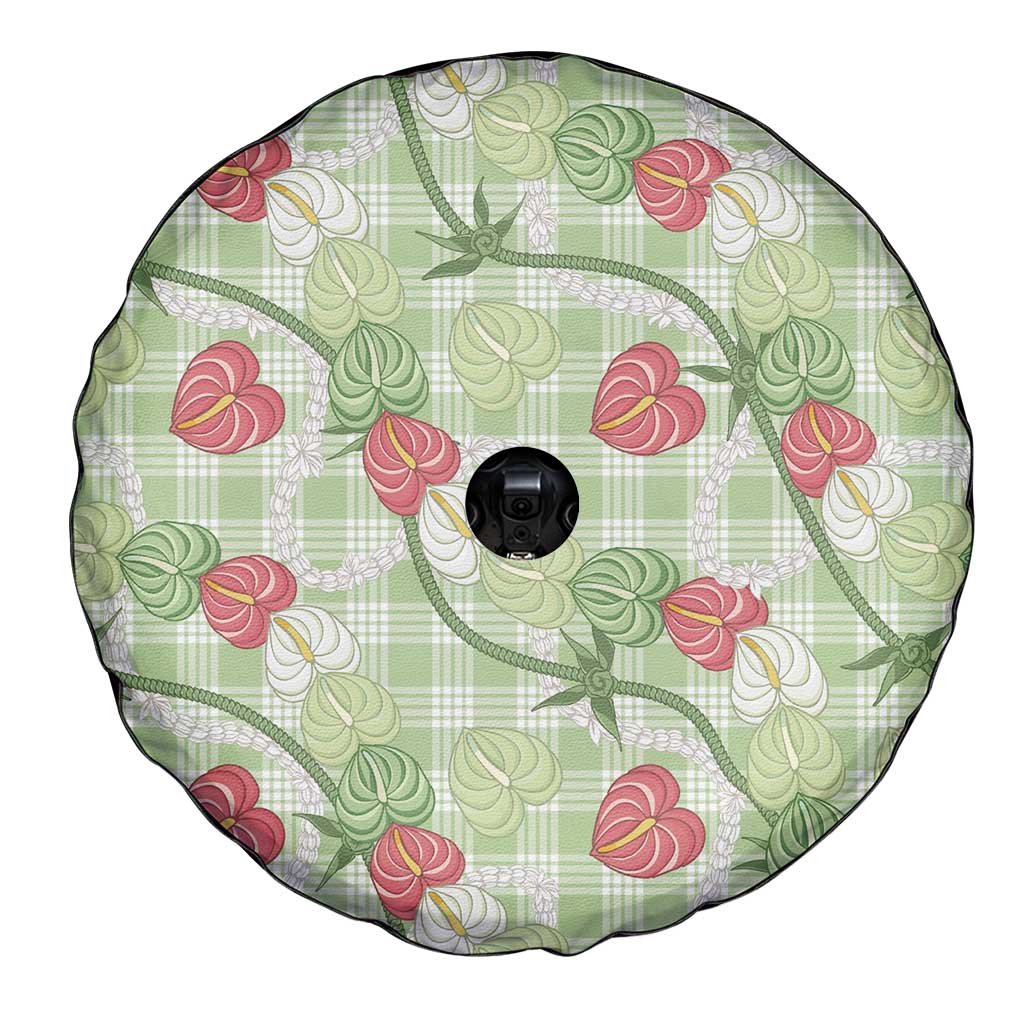 Anthurium Pikake Ti Leaf Palaka Spare Tire Cover Green Version LT01 - Polynesian Pride