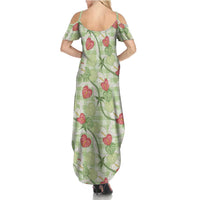 Anthurium Pikake Ti Leaf Palaka Summer Maxi Dress Green Version LT01 - Polynesian Pride