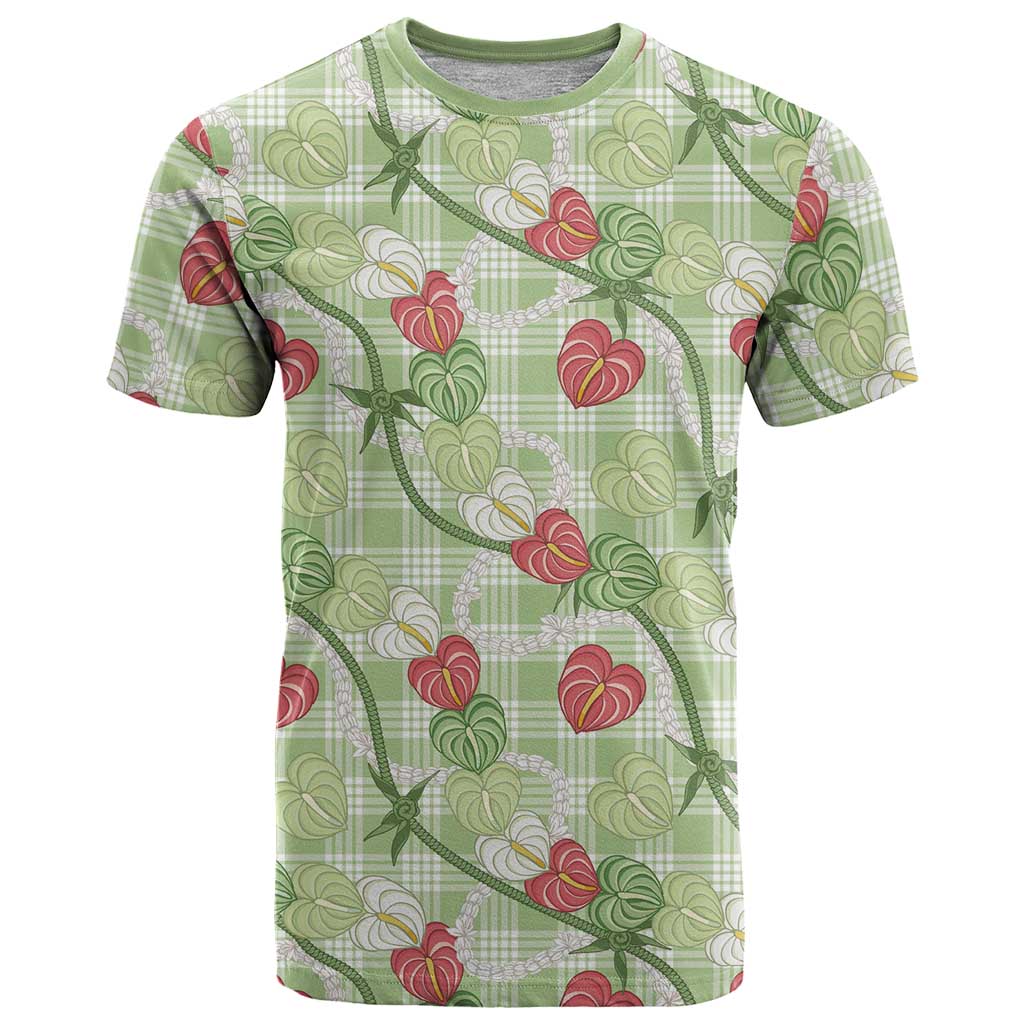 Anthurium Pikake Ti Leaf Palaka T Shirt Green Version LT01 Green - Polynesian Pride
