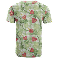 Anthurium Pikake Ti Leaf Palaka T Shirt Green Version LT01 - Polynesian Pride