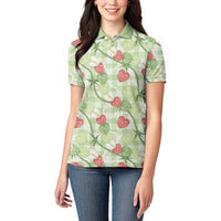 Anthurium Pikake Ti Leaf Palaka Women Polo Shirt Green Version