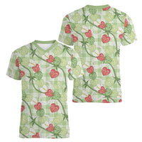 Anthurium Pikake Ti Leaf Palaka Women V-Neck T-Shirt Green Version