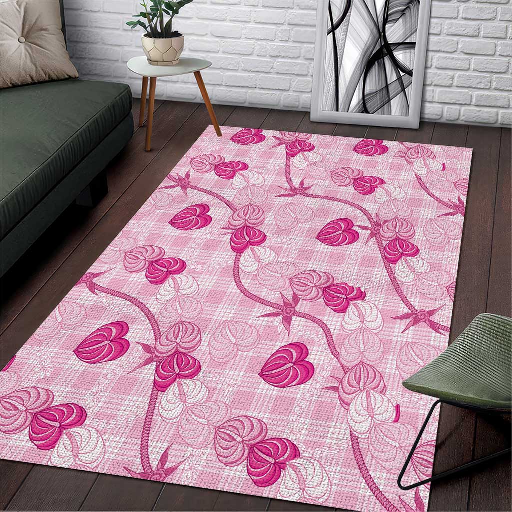 Anthurium Pikake Ti Leaf Palaka Area Rug Pink Version