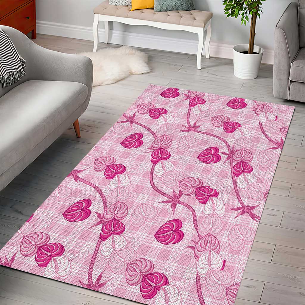 Anthurium Pikake Ti Leaf Palaka Area Rug Pink Version
