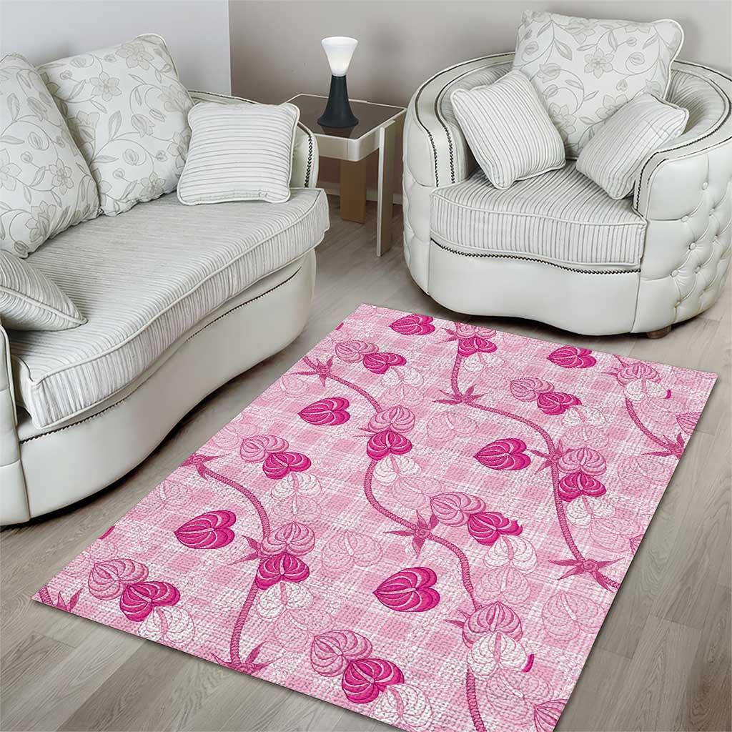Anthurium Pikake Ti Leaf Palaka Area Rug Pink Version