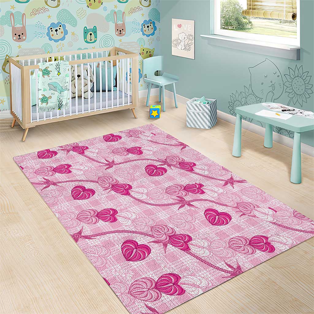 Anthurium Pikake Ti Leaf Palaka Area Rug Pink Version