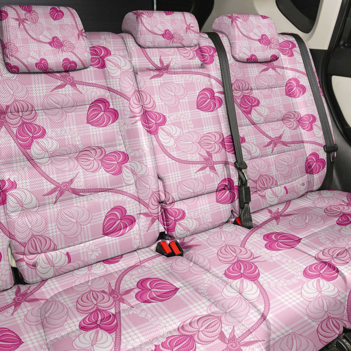 Anthurium Pikake Ti Leaf Palaka Back Car Seat Cover Pink Version