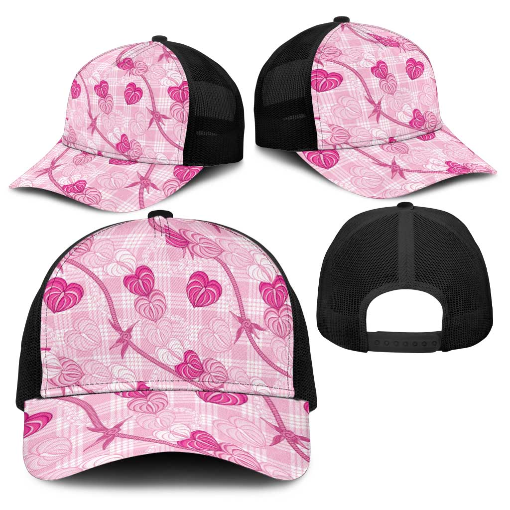 Anthurium Pikake Ti Leaf Palaka Baseball Net Cap Pink Version LT01 - Polynesian Pride