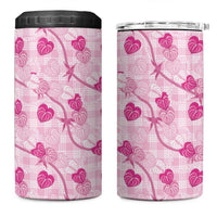 Anthurium Pikake Ti Leaf Palaka 4 in 1 Can Cooler Tumbler Pink Version LT01 One Size: 16 oz Pink - Polynesian Pride