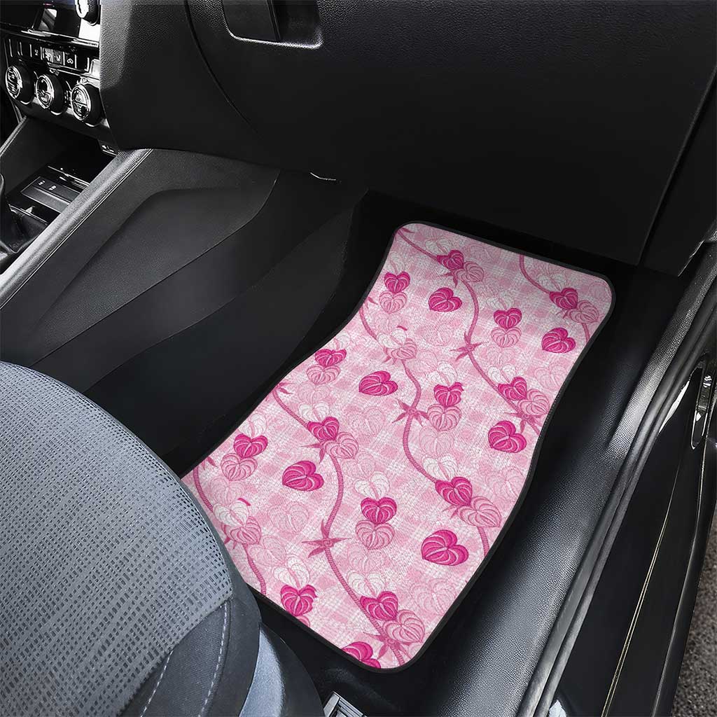 Anthurium Pikake Ti Leaf Palaka Car Mats Pink Version LT01 - Polynesian Pride
