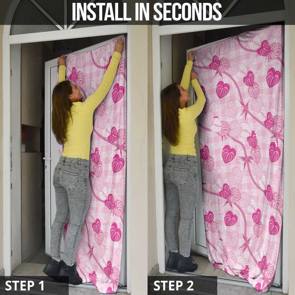Anthurium Pikake Ti Leaf Palaka Door Cover Pink Version LT01 - Polynesian Pride