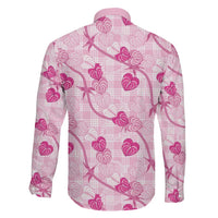 Anthurium Pikake Ti Leaf Palaka Family Matching Off Shoulder Maxi Dress and Hawaiian Shirt Pink Version LT01 - Polynesian Pride