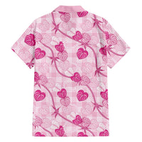 Anthurium Pikake Ti Leaf Palaka Family Matching Off Shoulder Short Dress and Hawaiian Shirt Pink Version