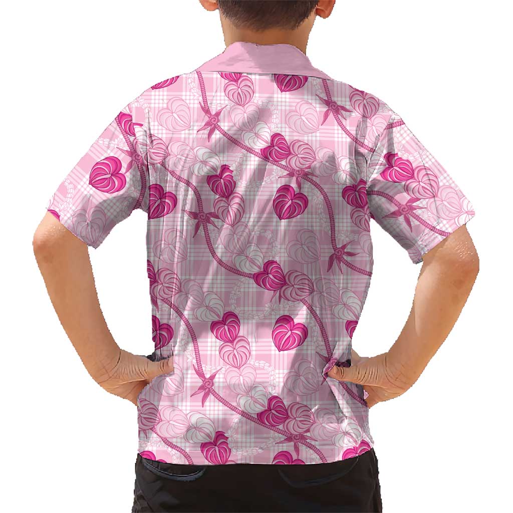 Anthurium Pikake Ti Leaf Palaka Family Matching Puletasi and Hawaiian Shirt Pink Version LT01 - Polynesian Pride