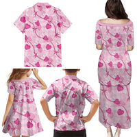 Anthurium Pikake Ti Leaf Palaka Family Matching Puletasi and Hawaiian Shirt Pink Version LT01 - Polynesian Pride