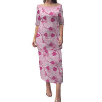 Anthurium Pikake Ti Leaf Palaka Family Matching Puletasi and Hawaiian Shirt Pink Version LT01 Mom's Dress Pink - Polynesian Pride
