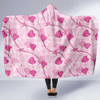 Anthurium Pikake Ti Leaf Palaka Hooded Blanket Pink Version LT01 One Size Pink - Polynesian Pride