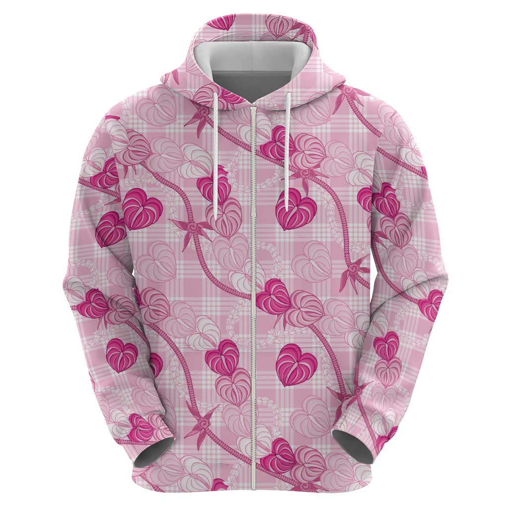 Anthurium Pikake Ti Leaf Palaka Hoodie Pink Version LT01 - Polynesian Pride
