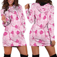 Anthurium Pikake Ti Leaf Palaka Hoodie Dress Pink Version LT01 - Polynesian Pride