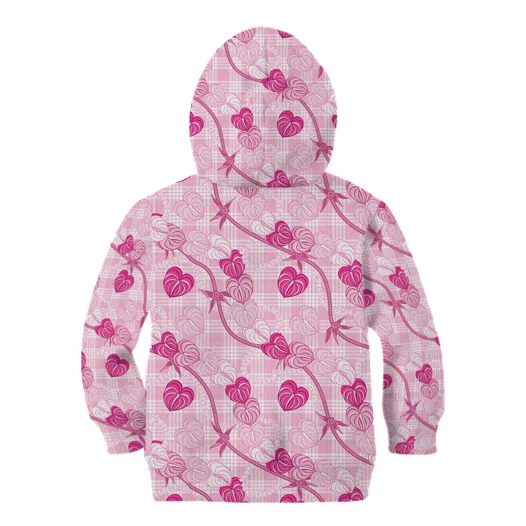 Anthurium Pikake Ti Leaf Palaka Kid Hoodie Pink Version LT01 - Polynesian Pride