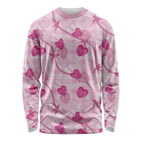 Anthurium Pikake Ti Leaf Palaka Long Sleeve Shirt Pink Version LT01 Unisex Pink - Polynesian Pride