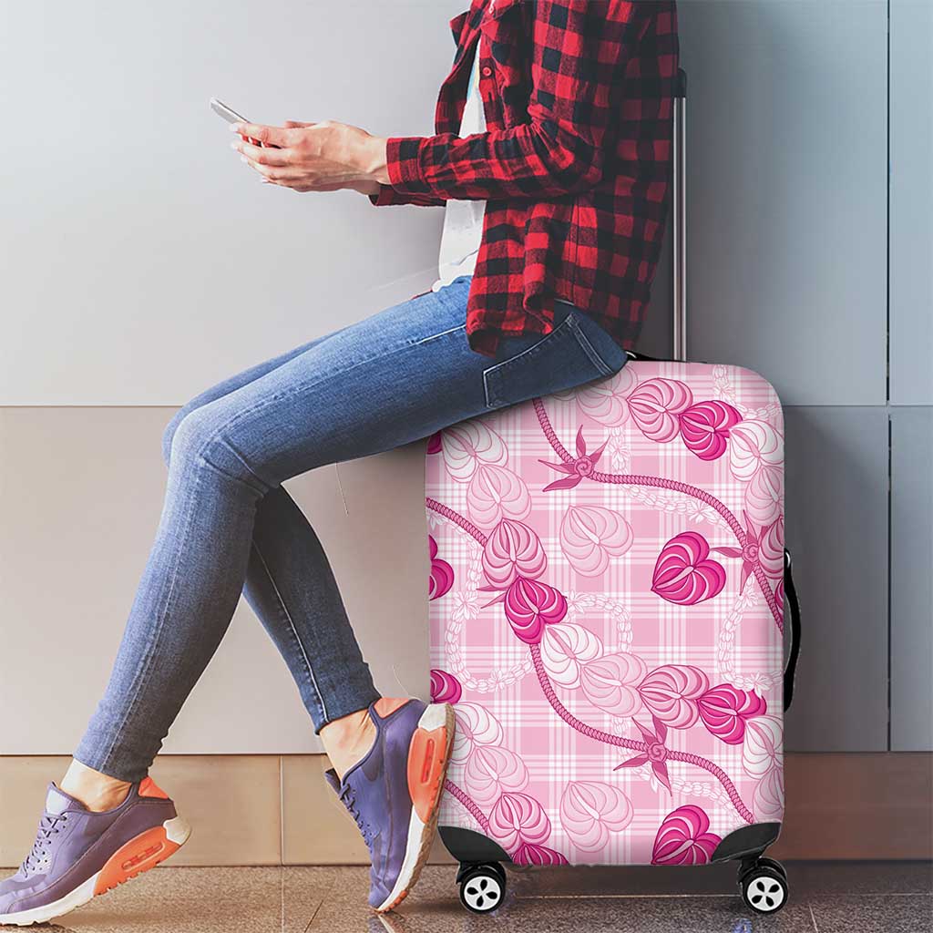 Anthurium Pikake Ti Leaf Palaka Luggage Cover Pink Version