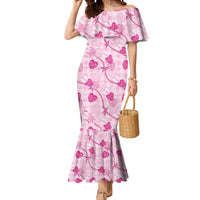 Anthurium Pikake Ti Leaf Palaka Mermaid Dress Pink Version LT01 Women Pink - Polynesian Pride