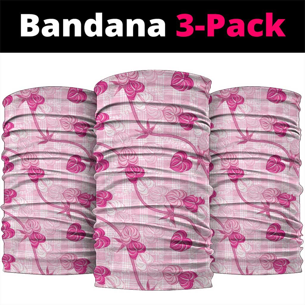 Anthurium Pikake Ti Leaf Palaka Neck Gaiter Pink Version LT01 package One Size: 25*50cm Pink - Polynesian Pride