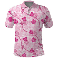 Anthurium Pikake Ti Leaf Palaka Polo Shirt Pink Version LT01 Pink - Polynesian Pride