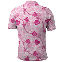 Anthurium Pikake Ti Leaf Palaka Polo Shirt Pink Version LT01 - Polynesian Pride