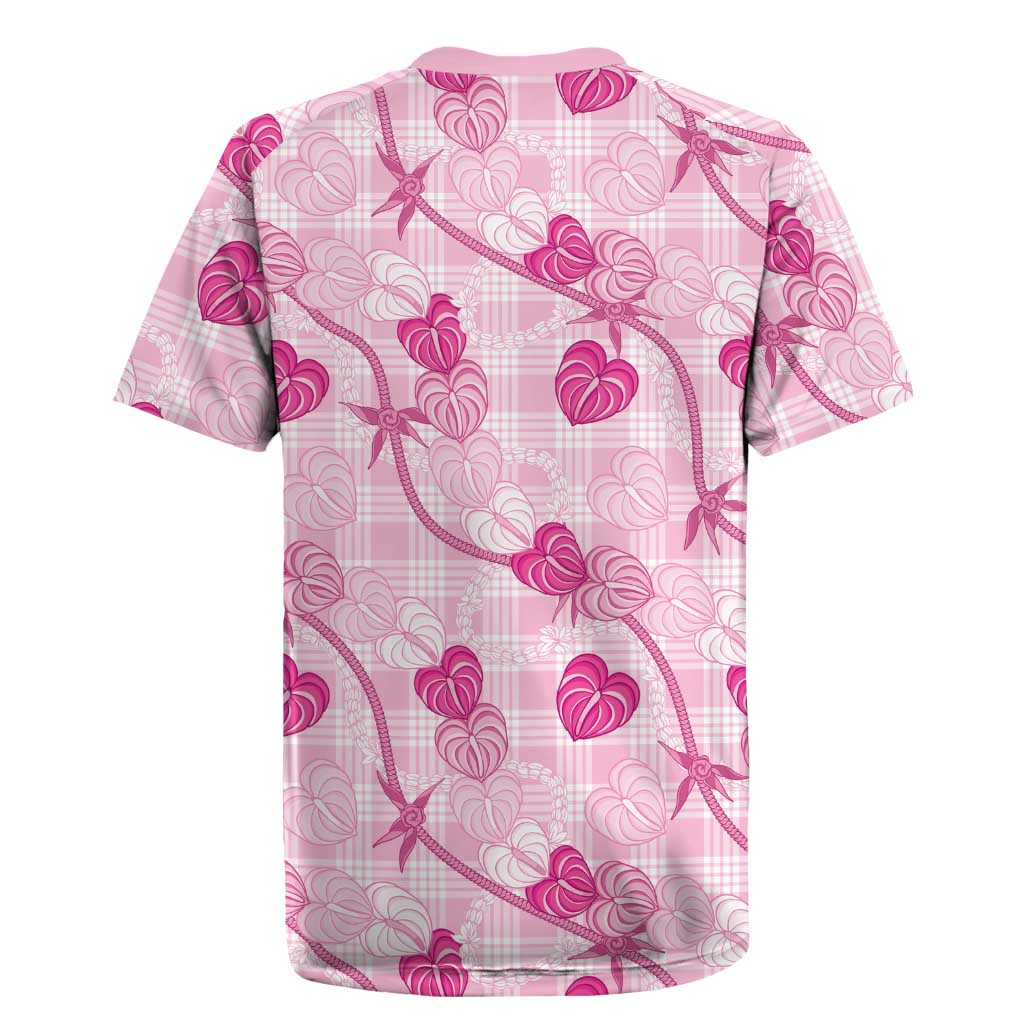 Anthurium Pikake Ti Leaf Palaka Rugby Jersey Pink Version LT01 - Polynesian Pride