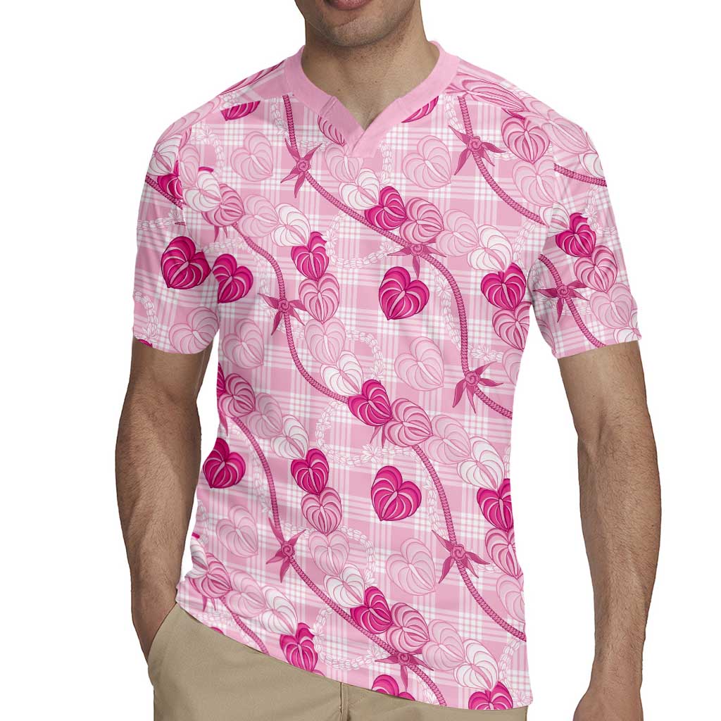 Anthurium Pikake Ti Leaf Palaka Rugby Jersey Pink Version LT01 - Polynesian Pride